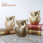 NORTHEUINS Golden Owl Figurines for