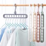 2Pcs Multi-Functional Nine-Hole Clothes Rack,